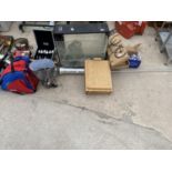 AN ASSORTMENT OF ITEMS TO INCLUDE A FISH TANK AND BIKE MUD GUARDS ETC