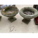 TWO RECONSTITUTED STONE GARDEN PLANTERS/URNS