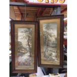 A PAIR OF FRAMED PRINTS OF RIVER SCENES 74CM X 36CM