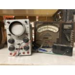 A HEATHKIT SERVICE OSCILLOSCOPE AND A VINTAGE TEMPERATURE GAUGE