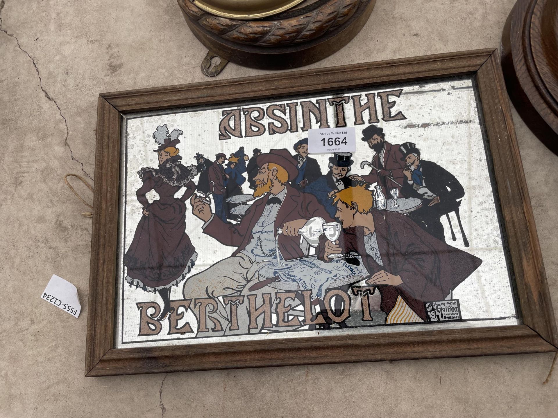 THREE BEROMETERS AND AN ABSINTHE ADVERTISING MIRROR - Image 3 of 3