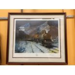 A SIGNED TERENCE CUNEO LIMITED EDITION 83/850 PRINT OF THE SIMPLON ORIENT EXPRESS 67CM X 78CM