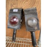 A PAIR OF VINYTAGE ROAD LAMPS