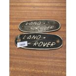 A PAIR OF PRESSED ALUMINIUM 'LAND ROVER' PLAQUES