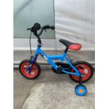 A CHILDRENS BIKE WITH STABILISERS