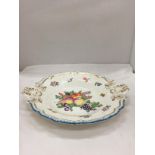 A WORCESTER HERITAGE COLLECTION 2018 LARGE BOWL WITH FRUIT DECORATION, FLUTED EDGE, GILT SWAGS,