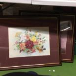 TWO FRAMED PAINTINGS TO INCLUDE WATERCOLOUR OF FLOWERS BY CHRISTINA RAY AND AN OIL ON BAORD OF