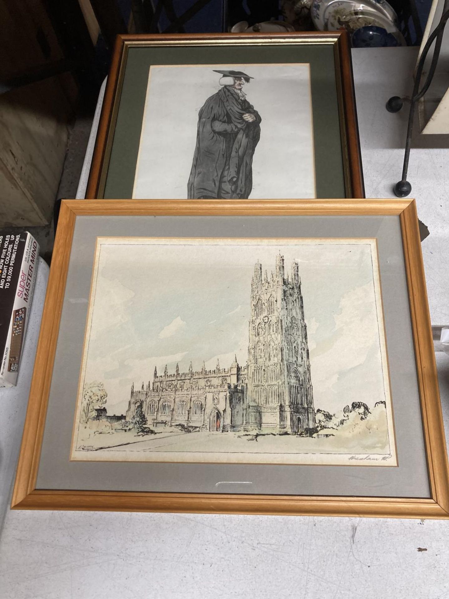 THREE FRAMED PRINTS TO INCLUDE 'A VIEW FROM PETER HOUSE, CAMBRIDGE, A CATHEDRAL AND HARWICH - Image 5 of 10