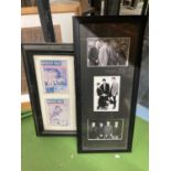 THREE FACSIMILIE PHOTOS OF THE BEATLES IN A FRAME PLUS A FRAMED 'MERSEY BEAT' QUARTET OF THE BEATLES