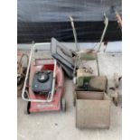 A MOUNTFIELD PETROL LAWN MOWER AND A FURTHER VINTAGE LAWN MOWER