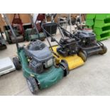 THREE VARIOUS PETROL LAWN MOWERS FOR SPARES AND REPAIRS
