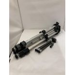 A LARGE 'SLIK 88N' ADJUSTABLE TRIPOD COMPLETE WITH SPIRIT LEVEL PLUS A SMALLER TRIPOD