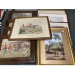 A COLLECTION OF NINE HUNTING THEMED FRAMED PRINTS