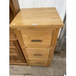 A MODERN HARDWOOD THREE DRAWER FILING CABINET