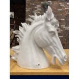 A WHITE BUST OF A HORSES HEAD HEIGHT 44CM