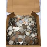 A QUANTITY OF COINS, PRE DECIMAL, DECIMAL, FOREIGN , ETC. TOTAL WEIGHT 3.9KG