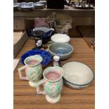 A QUANTITY OF CERAMIC ITEMS TO INCLUDE PLATES, JUGS, BOWLS,CANDLESTICKS, ETC