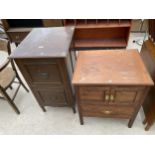 AN EDWARDIAN TWO DRAWER FILING CABINET AND VICTORIAN COMMODE