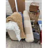 AN ASSORTMENT OF HOUSEHOLD CLEARANCE ITEMS TO INCLUDE SPEAKERS AND RUGS ETC