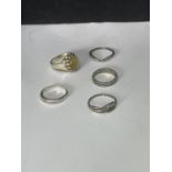 FIVE MARKED SILVER RINGS