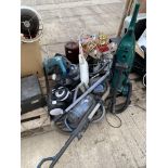 AN ASSORTMENT OF HOUSEHOLD CLEARANCE ITEMS TO INCLUDE HOOVERS AND LIGHT FITTINGS