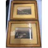 A FRAMED PRINT OF DARTMOOR A/F TOGETHER WITH A FRAMED PRINT OF CHAGFORD ANCIENT BRIDGE ON WALLABROOK