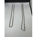 TWO MARKED SILVER NECKLACES TO INCLUDE A FIGARO STYLE AND A FLAT CURB LINK