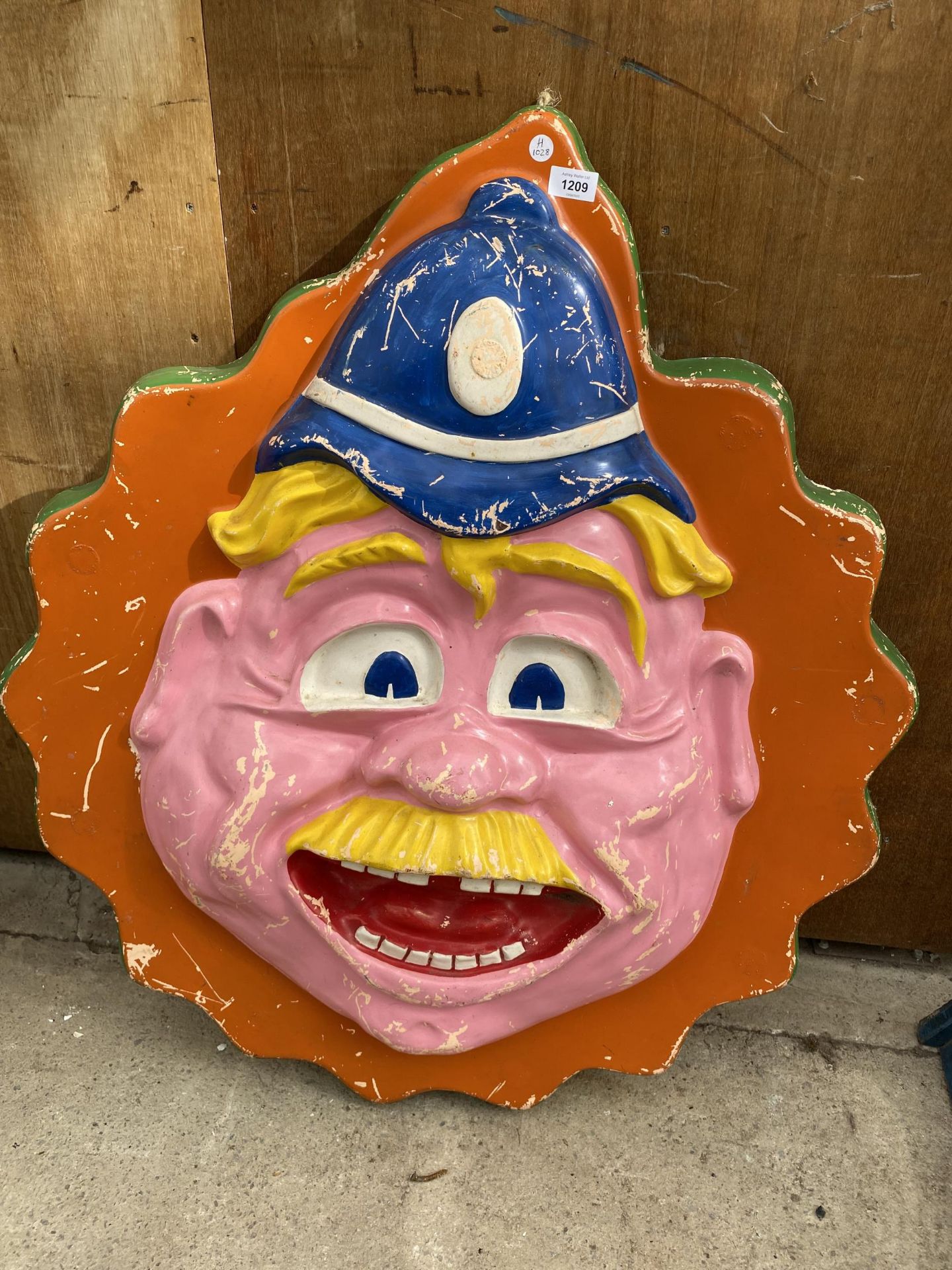 A 1960'S LAUGHING CLOWN FAIRGROUND SIGN