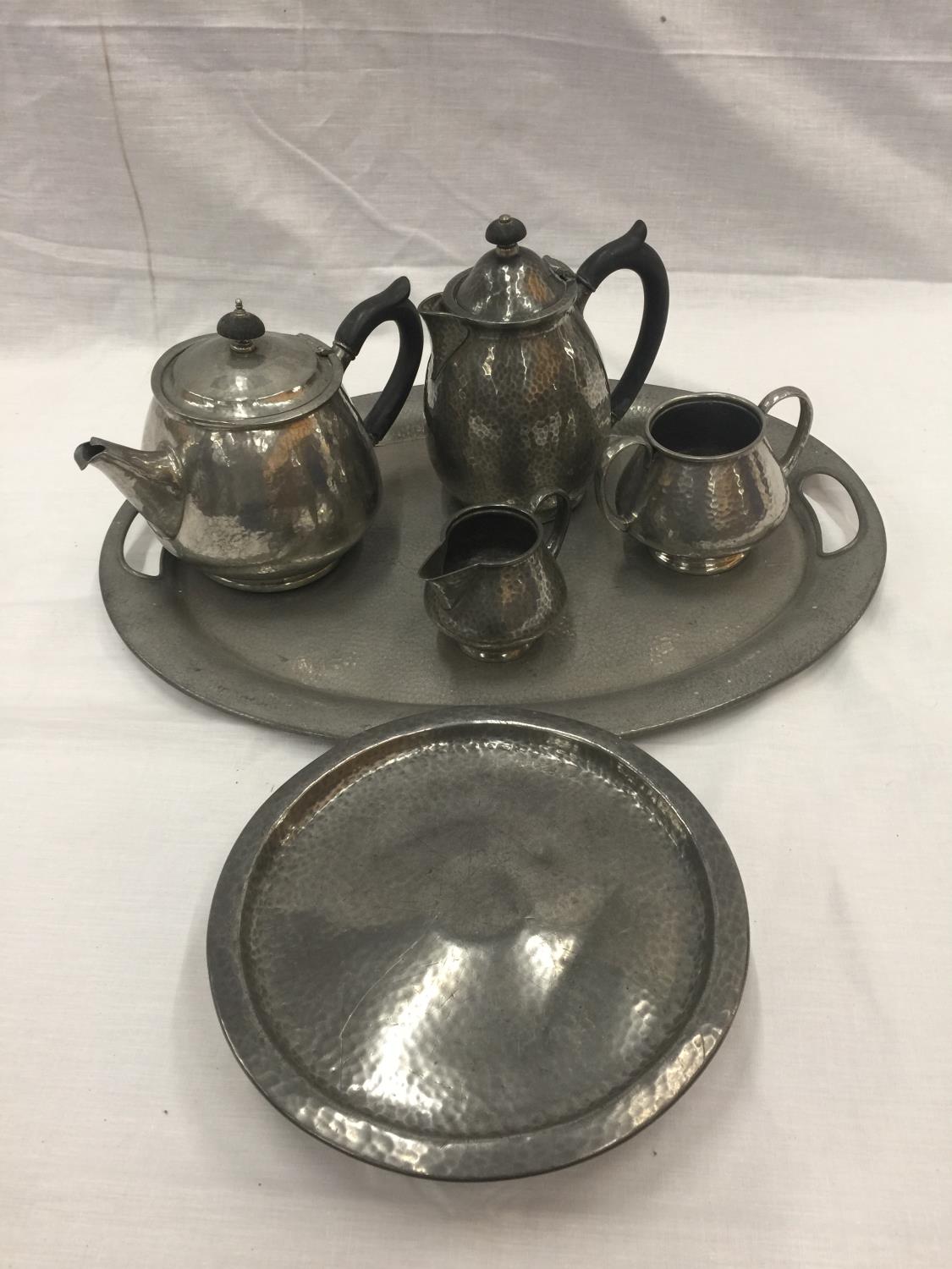 A HAND HAMMERED SIX PIECE TUDRIC PEWTER SET - Image 2 of 30