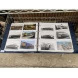 A PHOTO ALBUM CONTAINING A LARGE COLLETION OF TRAIN POST CARDS