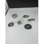 SIX MARKED SILVER BROOCHES