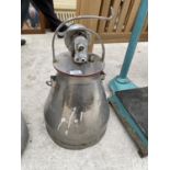 A GALVANISED MILK BUCKET WITH A CLUSTER ATTACHMENT LID
