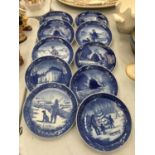 A COLLECTION OF TEN ROYAL COPENHAGEN CHRISTMAS PLATES TO INCLUDE 1973, 1977, 1979, 1975, 1976, 1978