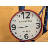 A LARGE GOODYEAR TYRES WALL CLOCK DIAMETER APPROX 46CM