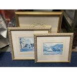 THREE FRAMED PRINTS, GROOT CONSTANTIA WINE ESTATE CAPE TOWN SIGNED BY JOHN CULINGWORTH, GROOT