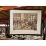 A FRAMED PRINT '1893 DERBY: WEIGH-IN EPSOM' LIMITED EDITION 8/850 SIGNED