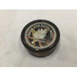 A BRASS ROYAL NAVY SUNDIAL COMPASS IN A CASE W: 7CM