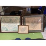FOUR FRAMED MAPS OF CHESHIRE