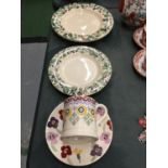 TWO EMMA BRIDGEWATER DINNER PLATES, TWO SIDE PLATES, A MUG AND A SAUCER