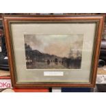 A FRAMED PRINT - 'THE OLD CUSTOM HOUSE, LOOKING SOUTH' BY ATKINSON GRIMSHAW