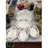 A ROYAL ALBERT 'LAVENDER ROSE' SERVING PLATE, SANDWICH PLATE AND SERVING BOWLS, PLUS A 'JUBILEE