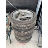 FOUR TEN STUD CAR WHEELS WITH DUNLOP 215/50R17 TYRES