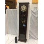 A SYNCHRONOME ELECTRIC MASTER CLOCK IN WOODEN CASE WITH PENDULUM H: 128CM