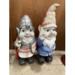 TWO LARGE PLASTIC GARDEN GNOMES