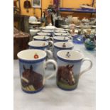 A COLLECTION OF TEWLVE 'RACING LEGENDS' BONE CHINA CUPS BY GRAHAM ISOM, DANBURY MINT