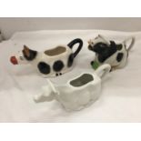 THREE COW CREAMERS, TWO STAFFORDSHIRE