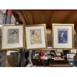 THREE FRAMED PRINTS OF NYMPHS AND FAIRIES