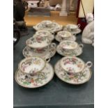 A QUANTITY OF 'CHINESE TREE' CHINA CUPS, SAUCERS, SERVING PLATES PLUS A LARGE BOOTHS 'FLORADORA'