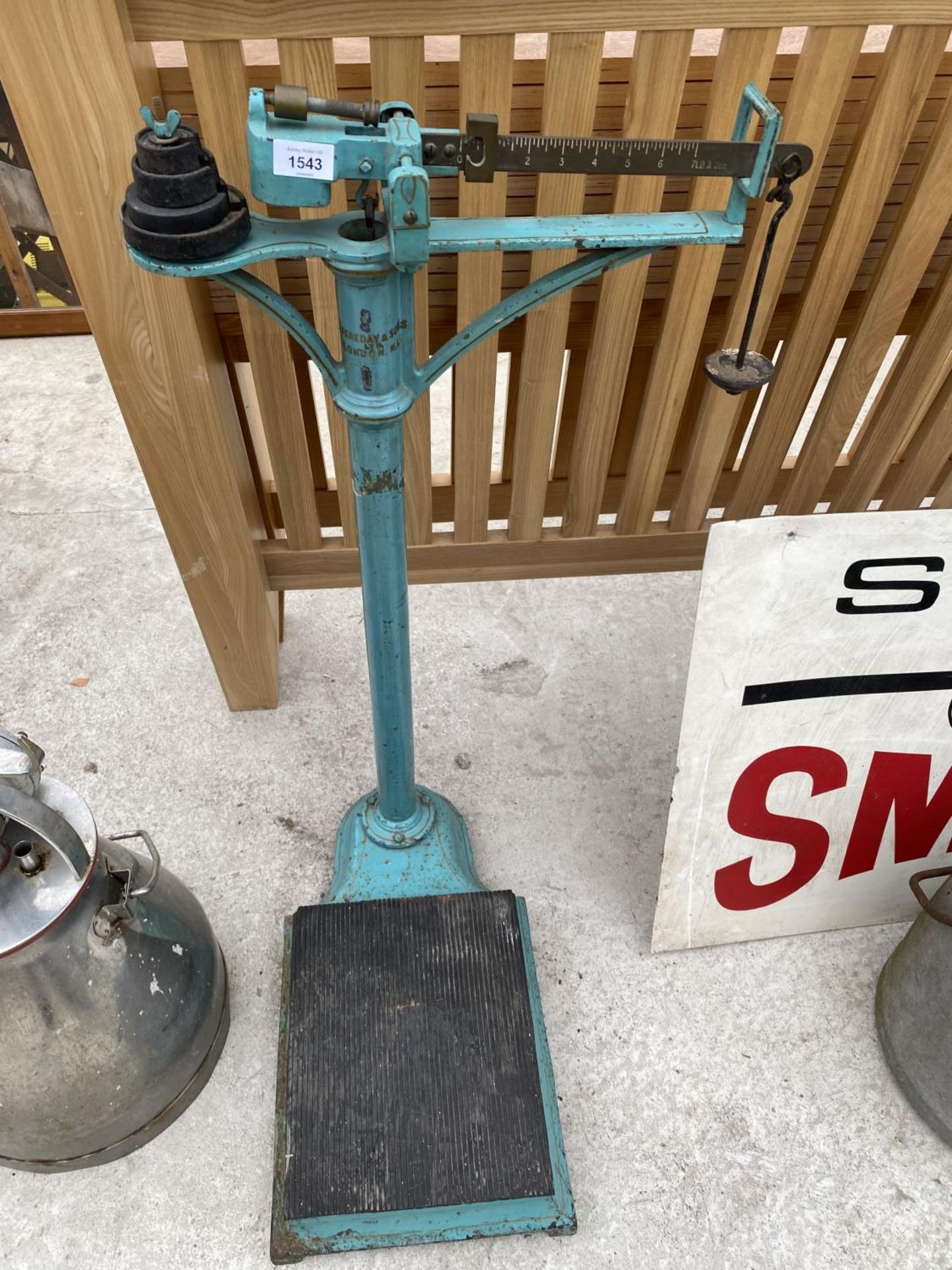 A VINTAGE SET OF H FERADAY & SONS LONDON PLATFORM SCALES