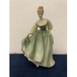 A ROYAL DOULTON FIGURE 'FAIR LADY' HEIGHT 20CM - A/F SMALL CHIP TO SKIRT OF DRESS